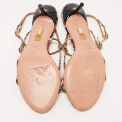 Pre Owned Aquazzura Multicolour Python Embossed Leather Ankle Strap Sandals Size 37