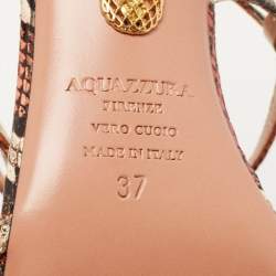Pre Owned Aquazzura Multicolour Python Embossed Leather Ankle Strap Sandals Size 37