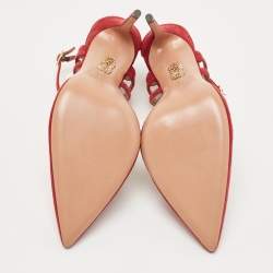 Pre Owned Aquazzura Dark Red Suede Strappy Pumps Size 38