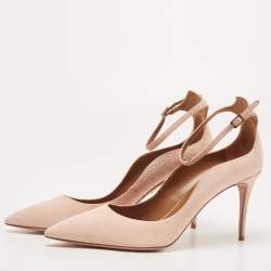 Pre Owned Aquazzura Pink Suede Ankle Strap Pumps Size 42