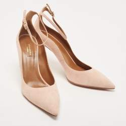Pre Owned Aquazzura Pink Suede Ankle Strap Pumps Size 42
