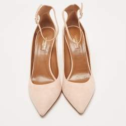 Pre Owned Aquazzura Pink Suede Ankle Strap Pumps Size 42