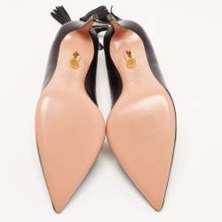 Pre Owned Aquazzura Black Leather Forever Marilyn Pumps Size 38