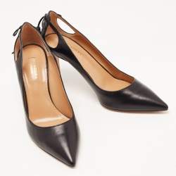 Pre Owned Aquazzura Black Leather Forever Marilyn Pumps Size 38