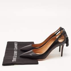 Pre Owned Aquazzura Black Leather Forever Marilyn Pumps Size 38