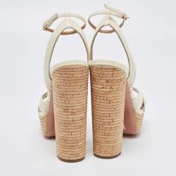 Pre Owned Aquazzura Cream Leather Sundance Platform Sandals Size 41