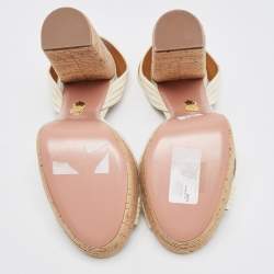 Pre Owned Aquazzura Cream Leather Sundance Platform Sandals Size 41