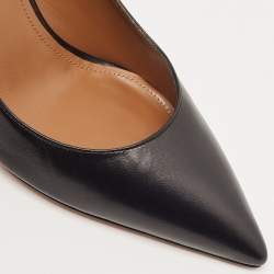 Pre Owned Aquazzura Black Leather Forever Marilyn Tassel Detail Pointed Toe Pumps Size 40