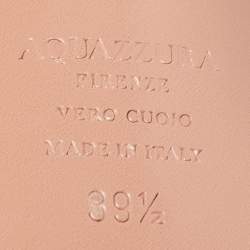 Pre Owned Aquazzura Silver Leather Crystal Embellished Rock Chic Ankle Strap Sandals Size 39.5