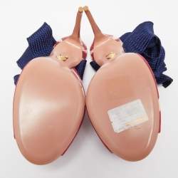 Pre Owned Aquazzura Tricolor Fabric Legend Ankle Tie Sandals Size 40.5