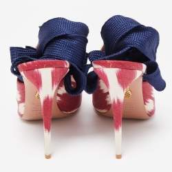 Pre Owned Aquazzura Tricolor Fabric Legend Ankle Tie Sandals Size 40.5