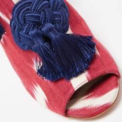 Pre Owned Aquazzura Tricolor Fabric Legend Ankle Tie Sandals Size 40.5