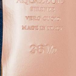 Pre Owned Aquazzura Blue Quilted Velvet Maia Ballet Flats Size 36.5