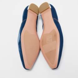 Pre Owned Aquazzura Blue Quilted Velvet Maia Ballet Flats Size 36.5