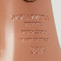 Pre Owned Aquazzura Metallic Brown Leather Bow Platform Ankle Wrap Sandals Size 38.5