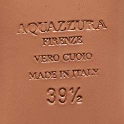 Pre Owned Aquazzura Brown Leather Christy Ankle Tie Flats Size 39.5