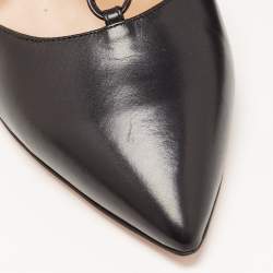 Pre Owned Aquazzura Black Leather Pointed Toe Ankle Strap Pumps Size 42