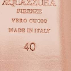 Pre Owned Aquazzura Gold Crystal Embellished Leather Mini Tequila Flat Sandals Size 40