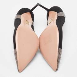 Pre Owned Aquazzura Black Suede and Leather Hello Lover Ankle Strap Pumps Size 40.5