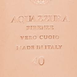 Pre Owned Aquazzura Silver Leather Crystal Embellished Flat Sandals Size 40