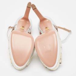 Pre Owned Aquazzura Tri Color Leather Platform Sandals Size 41