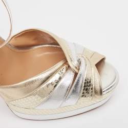 Pre Owned Aquazzura Tri Color Leather Platform Sandals Size 41