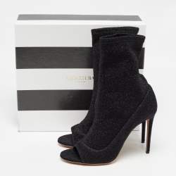 Aquazzura Black Lurex Fabric Eclair Ankle Boots Size 40