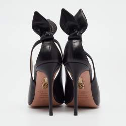 مملوكة مسبقًا Aquazzura Black Leather Pointed Toe Pumps Size 35