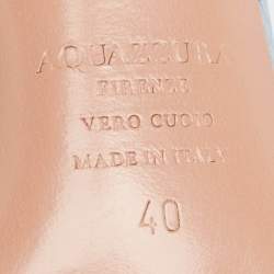 مملوكة مسبقًا Aquazzura Green/Silver Python Embossed Leather Ankle Strap Sandals Size 40