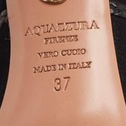 Pre Owned Aquazzura Black Leather and Suede Ankle Wrap Sandals Size 37