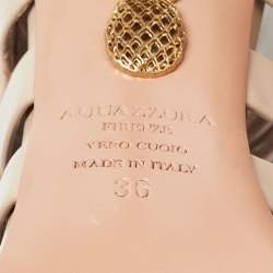 Aquazzura Beige Leather Amazon Ankle Wrap Sandals Size 36