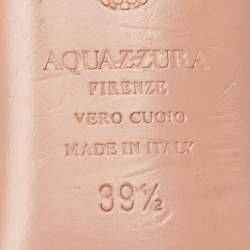 Pre Owned Aquazzura Beige/Black Knotted Fabric Slingback Flats Size 39.5