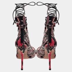 Aquazzura Multicolor Python Amazon Lace-up Sandals Size 38