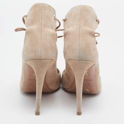 Pre Owned Aquazzura Beige Suede Tango Lace Up Sandals Size 37.5