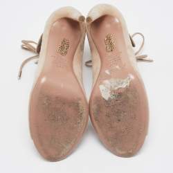 Pre Owned Aquazzura Beige Suede Tango Lace Up Sandals Size 37.5