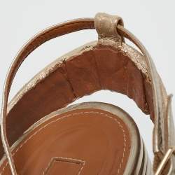 Pre Owned Aquazzura Gold Leather Sundance Sandals Size 37