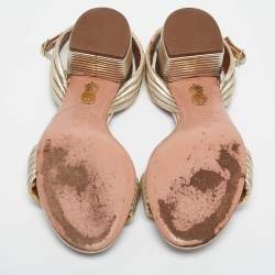 Pre Owned Aquazzura Gold Leather Sundance Sandals Size 37