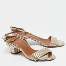 Pre Owned Aquazzura Gold Leather Sundance Sandals Size 37
