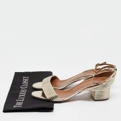 Pre Owned Aquazzura Gold Leather Sundance Sandals Size 37