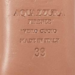 Pre Owned Aquazzura Black Leather Christy Flat Sandals Size 39