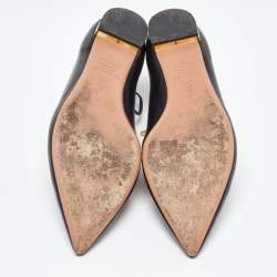 Pre Owned Aquazzura Black Leather Christy Flat Sandals Size 39