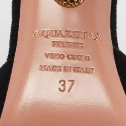 Pre Owned Aquazzura Black Suede and Fur Ankle Strap Pumps Size 37