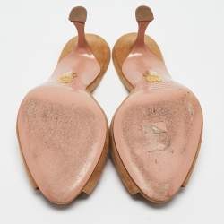 Pre Owned Aquazzura Brown Suede Slide Sandals Size 36.5