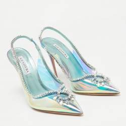 Pre Owned Aquazzura Iridescent PVC and Leather Seduction Pumps Size 40.5