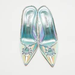 Pre Owned Aquazzura Iridescent PVC and Leather Seduction Pumps Size 40.5