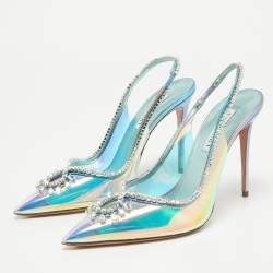 Pre Owned Aquazzura Iridescent PVC and Leather Seduction Pumps Size 40.5