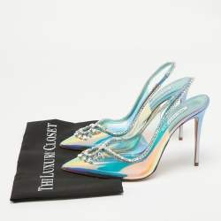Pre Owned Aquazzura Iridescent PVC and Leather Seduction Pumps Size 40.5