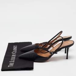 Aquazzura Black Leather Pointed Toe Ankle Strap Pumps Size 39  