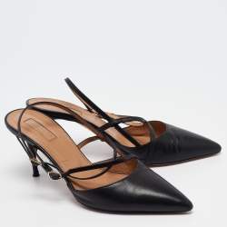 Aquazzura Black Leather Pointed Toe Ankle Strap Pumps Size 39  
