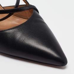 Aquazzura Black Leather Pointed Toe Ankle Strap Pumps Size 39  
